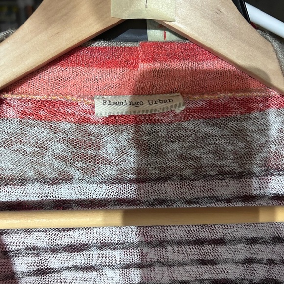 flamingo urban striped open front knit cover up cardigan, WS9 - Picture 7 of 8